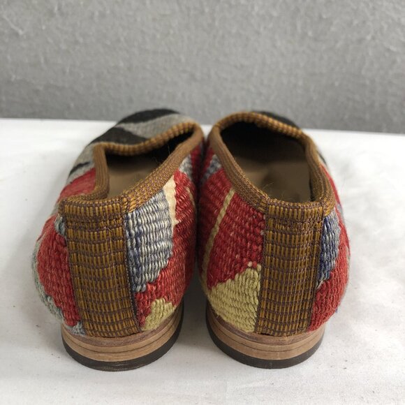 Turkish Kilim Shoes Womens 6 Wool Embroidered Carpet Loafers Indie Boho Art - Picture 15 of 16